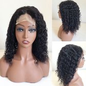 Frazimashop- Braziliaanse Remy pruik 16 inch- kinky krul human hair- dames pruiken - 4x4 f lace closure wigs