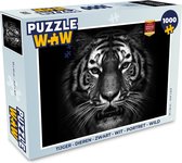 Puzzel Tijger - Dieren - Zwart - Wit - Portret - Wild - Legpuzzel - Puzzel 1000 stukjes volwassenen