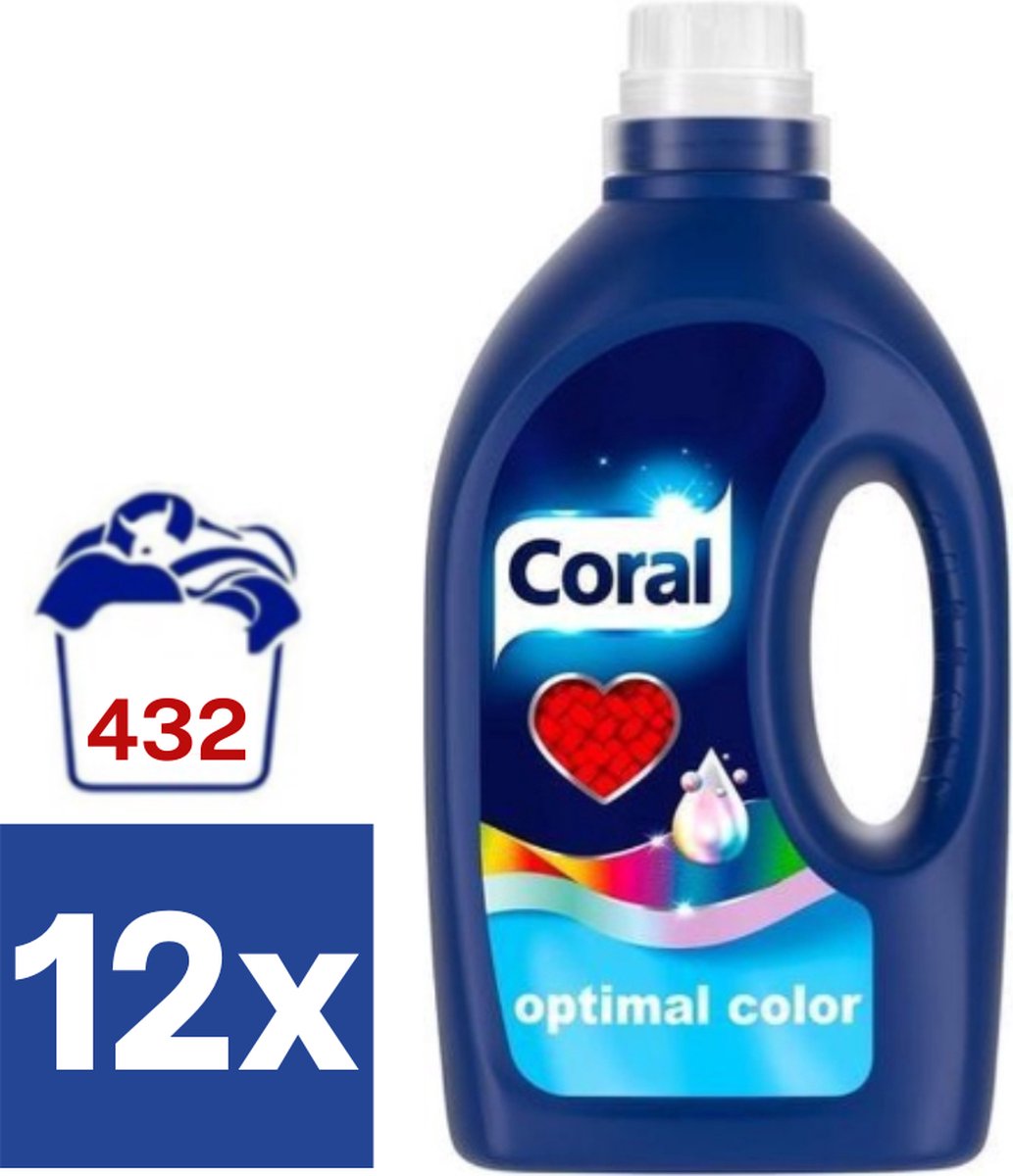 Coral Optimal Color Vloeibaar Wasmiddel (Voordeelverpakking) - 12 x 1.728 l (432 wasbeurten)