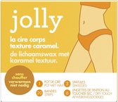 Cire corporelle Jolly à structure caramel - pot de cire - pas de chauffage nécessaire - comprenant 20 bandes