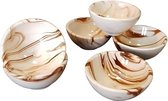 Kleine keramische schalen set van 6 - serveerschalen set voor tapas, dip, dessert, snackschaal - kleurrijk en individueel patroon, handgemaakte schalen - 8x4 cm.