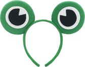 KIMU Haarband Ogen Groen Kikker - Groene Diadeem Kikkerogen Plat - Alien Oog Ogen Oogjes Reptiel Vilt Slak Frog Dames Heren Volwassenen Kinderen Festival