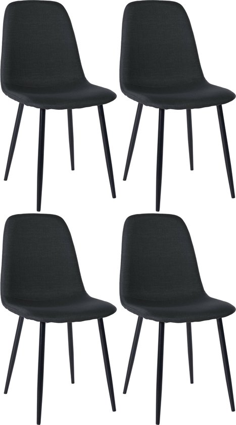 CLP Napier Set de 4 chaises de salle à manger Tissu noir