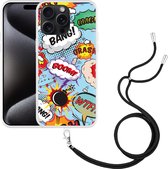 Cazy Hoesje met koord geschikt voor iPhone 15 Pro Max Comic