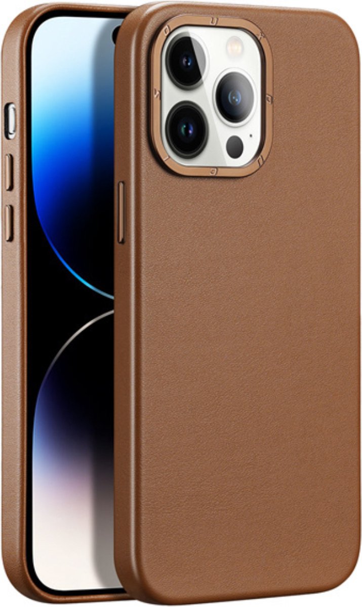 Dux Ducis Grit Apple Hoesje geschikt voor iPhone 14 Pro Max - MagSafe Back Cover Bruin