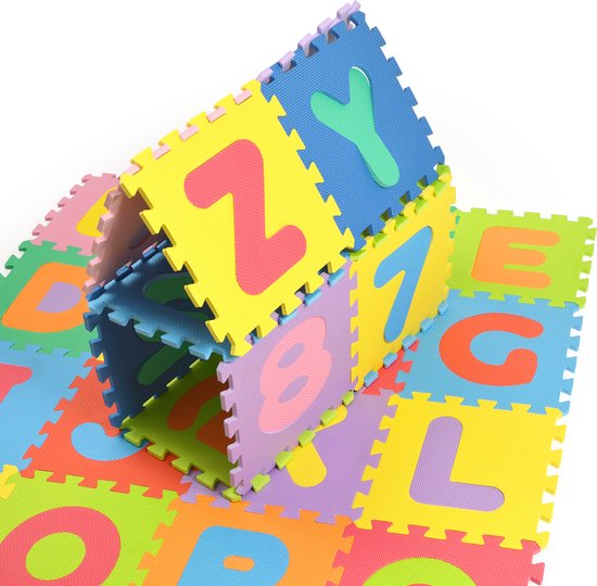 Tapis Puzzle Enfant 110 Pièces EVA - 30x30cm - Avec Chiffres Et Lettres - Antidérapant
