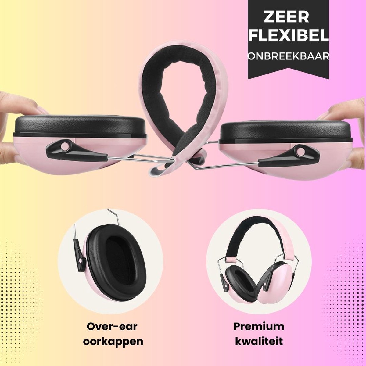 Gehoorbescherming voor Kinderen Oorkappen en Geluidsdempende Oorbescherming Kinderen – WiseQ - Roze – foto 2