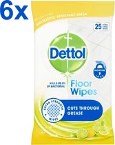 Bol.com Dettol - Floor Wipes - Lemon & Lime - 6x 25 Stuks - Voordeelverpakking aanbieding