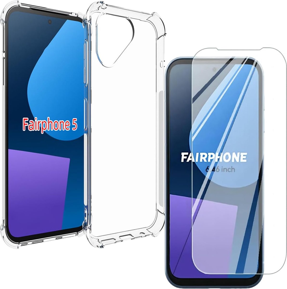 Schokbestendig dun hoesje geschikt voor Fairphone 5 - Transparant + screenprotector