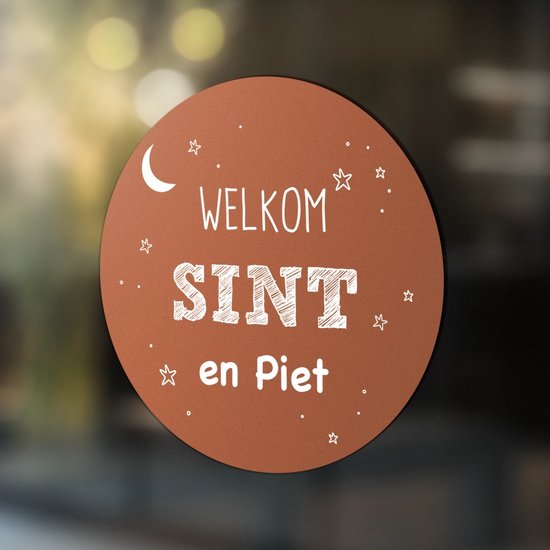 Label2X - Sticker Welkom Sint en Piet - Raamsticker - Sinterklaas 30 cm Roest - Sinterklaas decoratie - Sinterklaas versiering