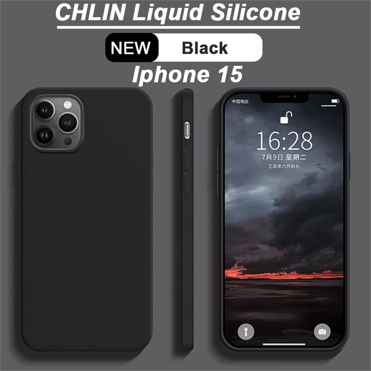 CL CHLIN® Premium Siliconen Case Iphone 15 Zwart - Iphone 15 hoesje - Iphone 15 case - Iphone 15 hoes - Silicone hoesje - Iphone 15 protection - Iphone 15 protector