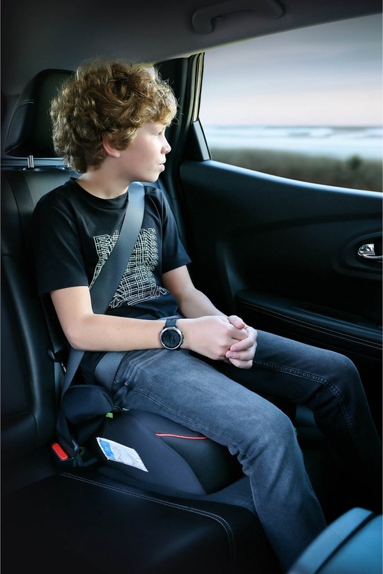 Carkids I-Size Zitverhoger Alex - Voldoet aan I-Size R-129 Norm - Voor Kinderen van 125-150cm – Afneembare & wasbare hoes - Flexibele installatie – Zwart/Rood