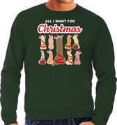 Bellatio Decorations foute kersttrui/sweater voor heren - All I want for Christmas - piemels - groen L