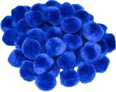 Pompons - 35x - donker blauw - 25 mm - hobby/knutsel materialen
