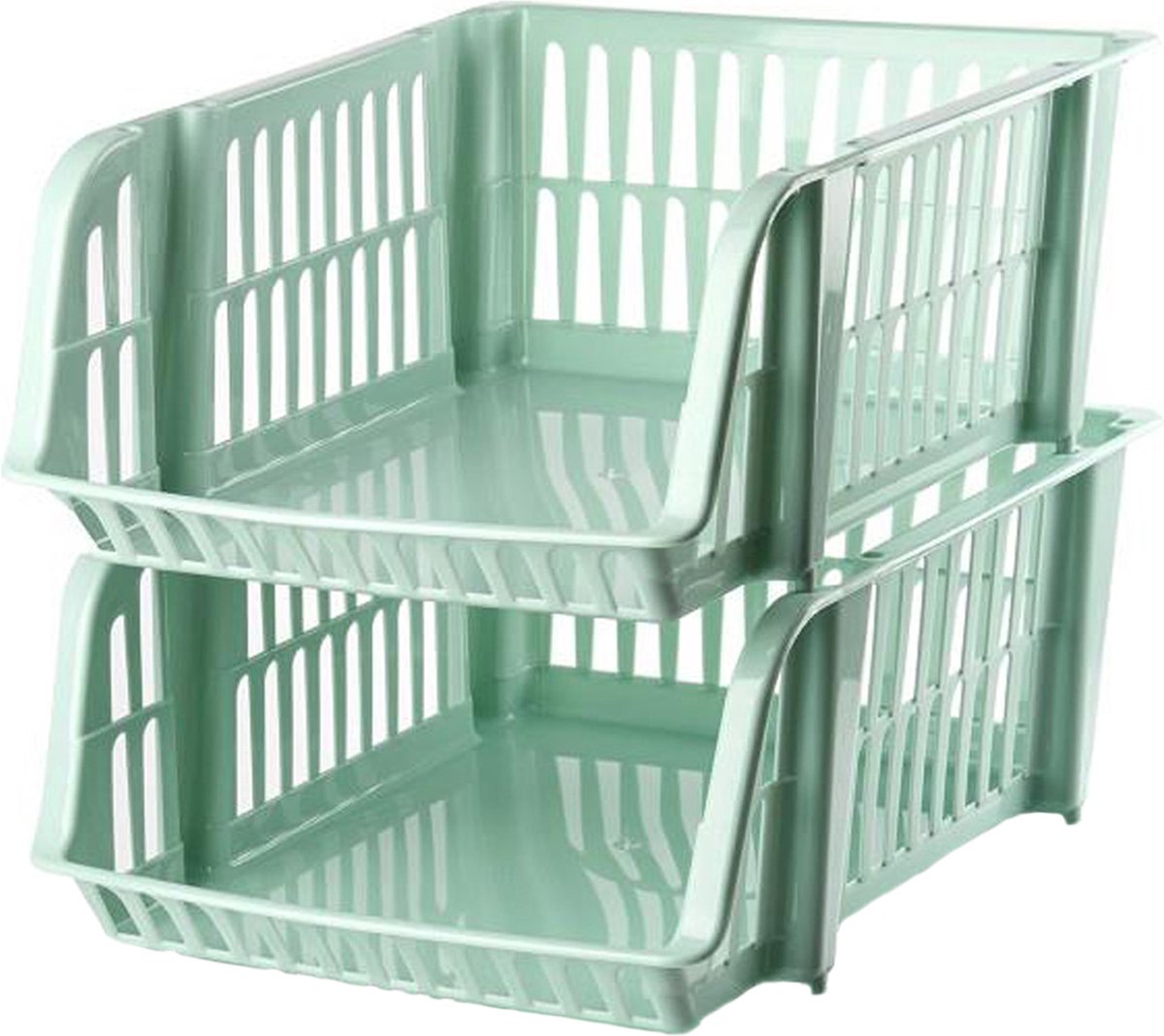 Plasticforte Stapelbare opbergmand - 2x - Mintgroen - 16L - kunststof - 38 x 28 x 15 cm