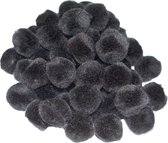Pompons - 130x - zwart - 10 mm - hobby/knutsel materialen