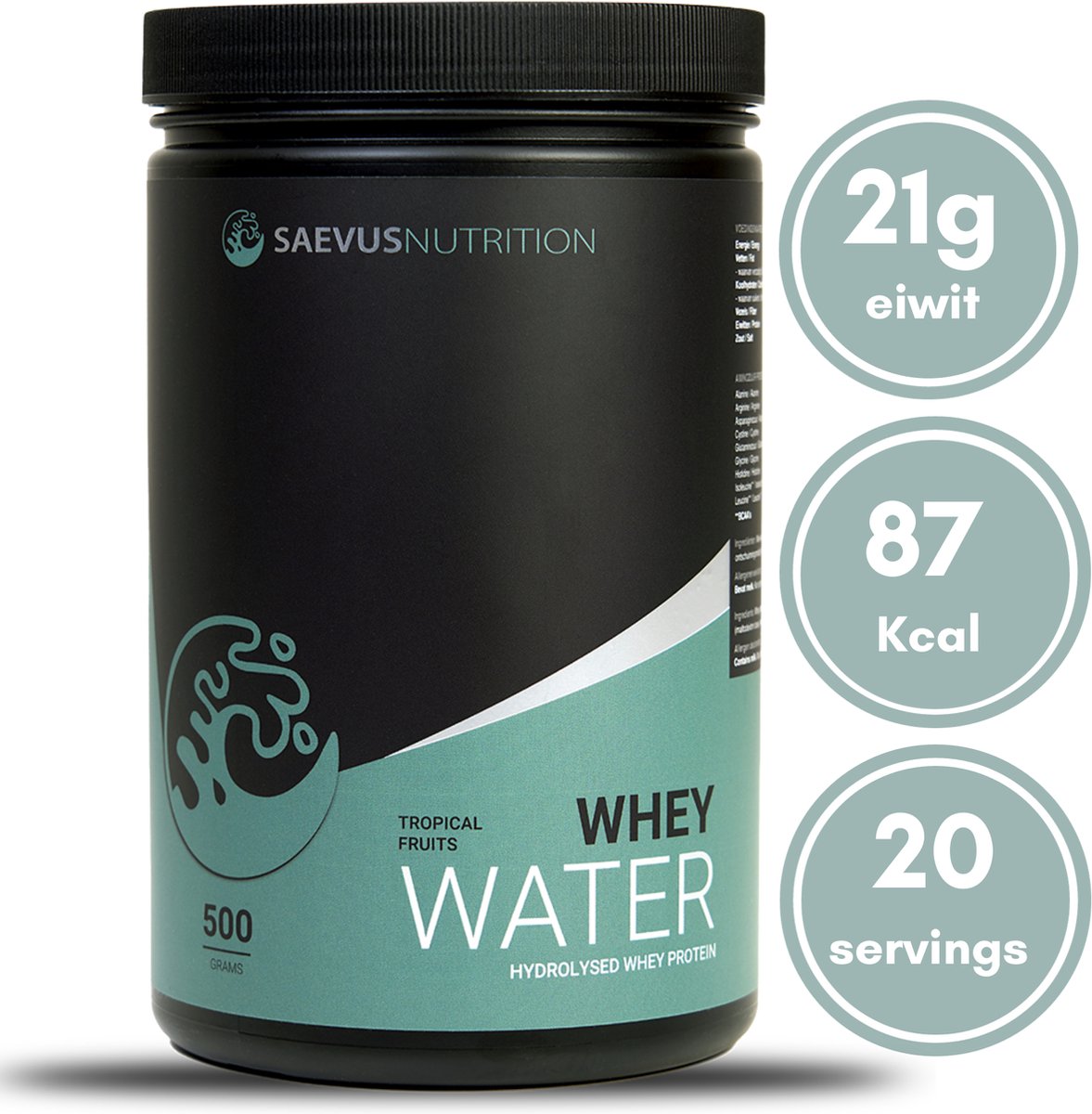 Saevus Nutrition - Whey Water - 500 gr - Smaak Tropical Fruits - 20 servings - Clear Whey Isolate - Proteïne