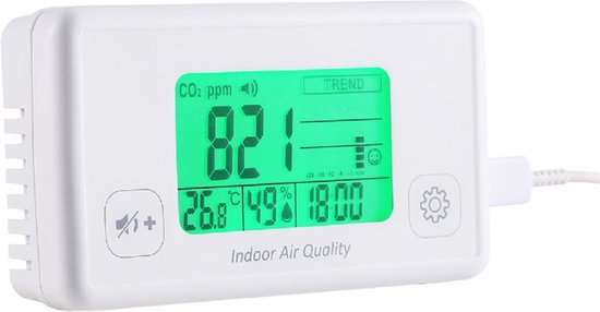Nieuwkoop CO2 meter voor binnen - Luchtkwaliteitsmeter voor Scholen, Horeca, Kantoren - Temperatuur - Luchtvochtigheid - CO2 melder - Meten is Weten!