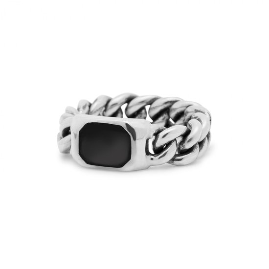 SILK Jewellery - Zwarte Ring - Linked - 691.18 - Maat 18,0
