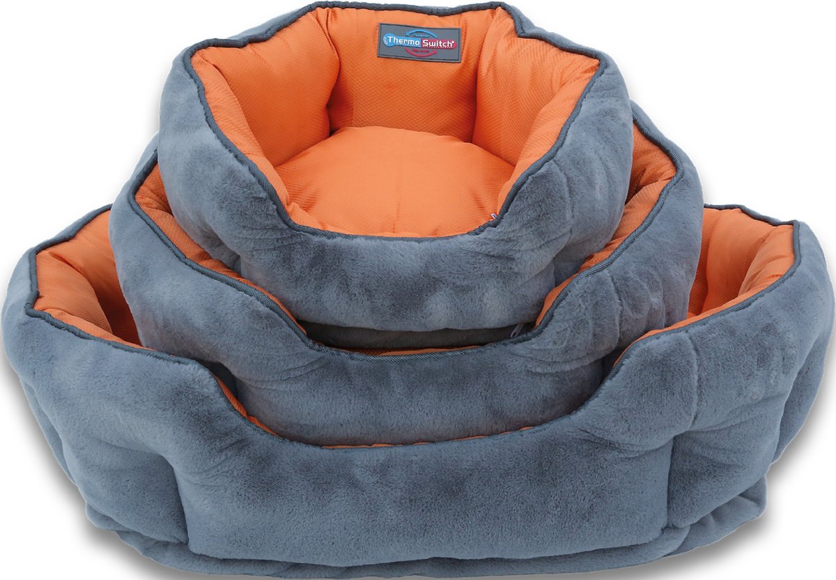 ThermoSwitch Santorini Memory Foam Grey/Orange L 90 x 70 x 24 cm hondenmand