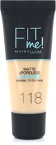 Maybelline Fond de teint Fit Me Matte & Poreless - 118 Nude - 3 pièces - Pack économique