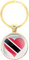Sleutelhanger Glas - Hart Vlag Trinidad