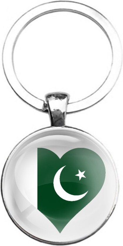 Porte-clés en Glas - Coeur Drapeau Pakistan