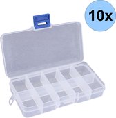 Fako Bijoux® - Boîte de rangement - 10 Compartiments - Boîte à perles - Boîte de Opbergbox - Boîte de tri - Boîte - 13x6.5x2cm - 10 Pièces
