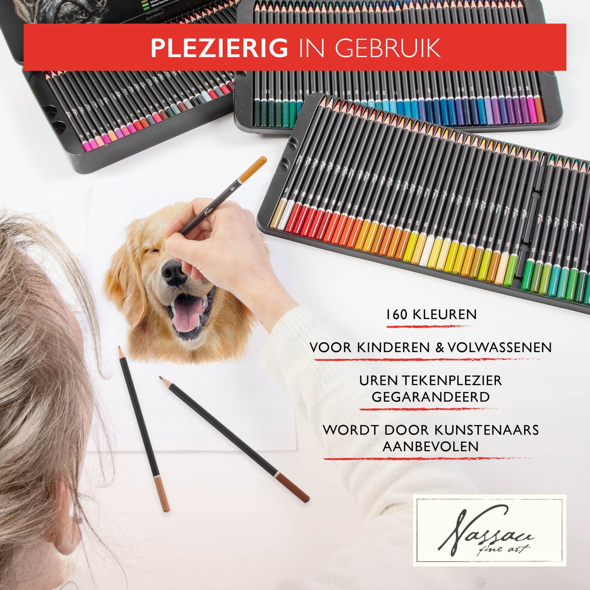 Nassau Fine Art Professional Set de 80 Crayons de couleur – Ensemble de  dessin Crayons