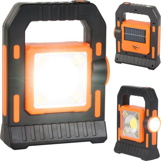 Werklamp | Noodlamp | met Solar paneel | Campinglamp | Zaklamp | met Powerbank | 36 COB Leds | Noodstroom