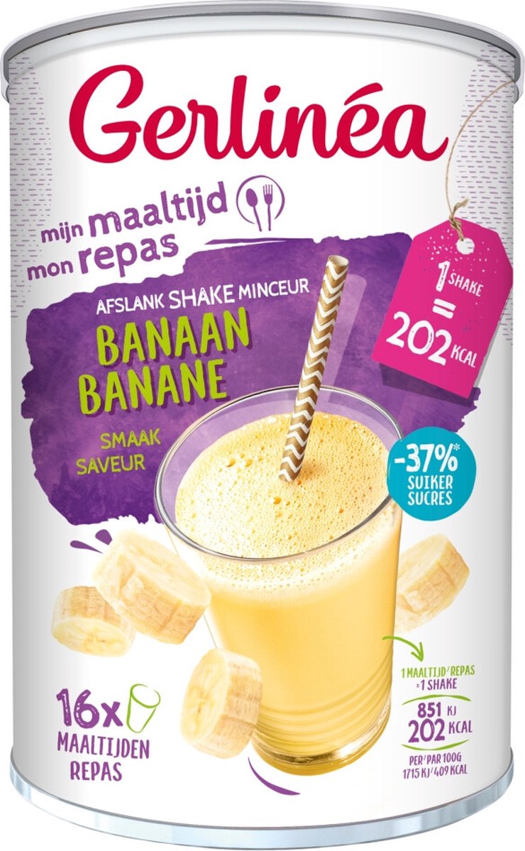 Gerlinea Milkshake Banaan - 6 x 436 gr - Voordeelverpakking
