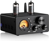 Vacuümbuizen Stereo Versterker -Hifi Tube Versterker voor Uitzonderlijk Geluid-TUBE T9 Bluetooth 5.0 6K4 Vacuümbuisversterker USB DAC 100W Stereo-ontvanger Amp Coax/Opt HIFI Home Audio Digitale versterkers met VU-meter