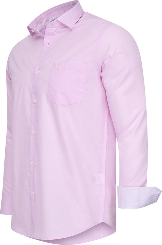 Cappuccino Italia - Chemises pour hommes Chemise Uni - Rose - Taille L