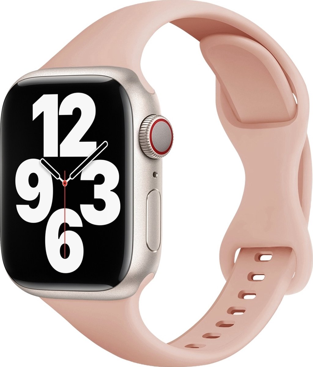Mobigear Sport Slim Siliconen Watch bandje geschikt voor Apple Watch Bandje Druksluiting - 49/45/44/42 mm - Roze