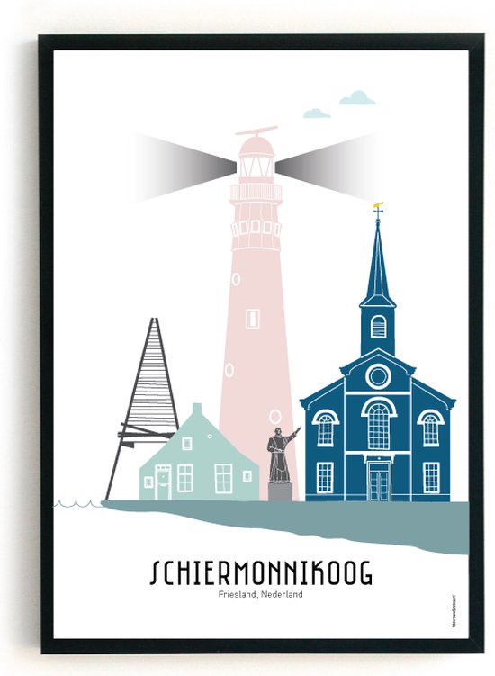 Skyline poster Schiermonnikoog in kleur | 50x70cm