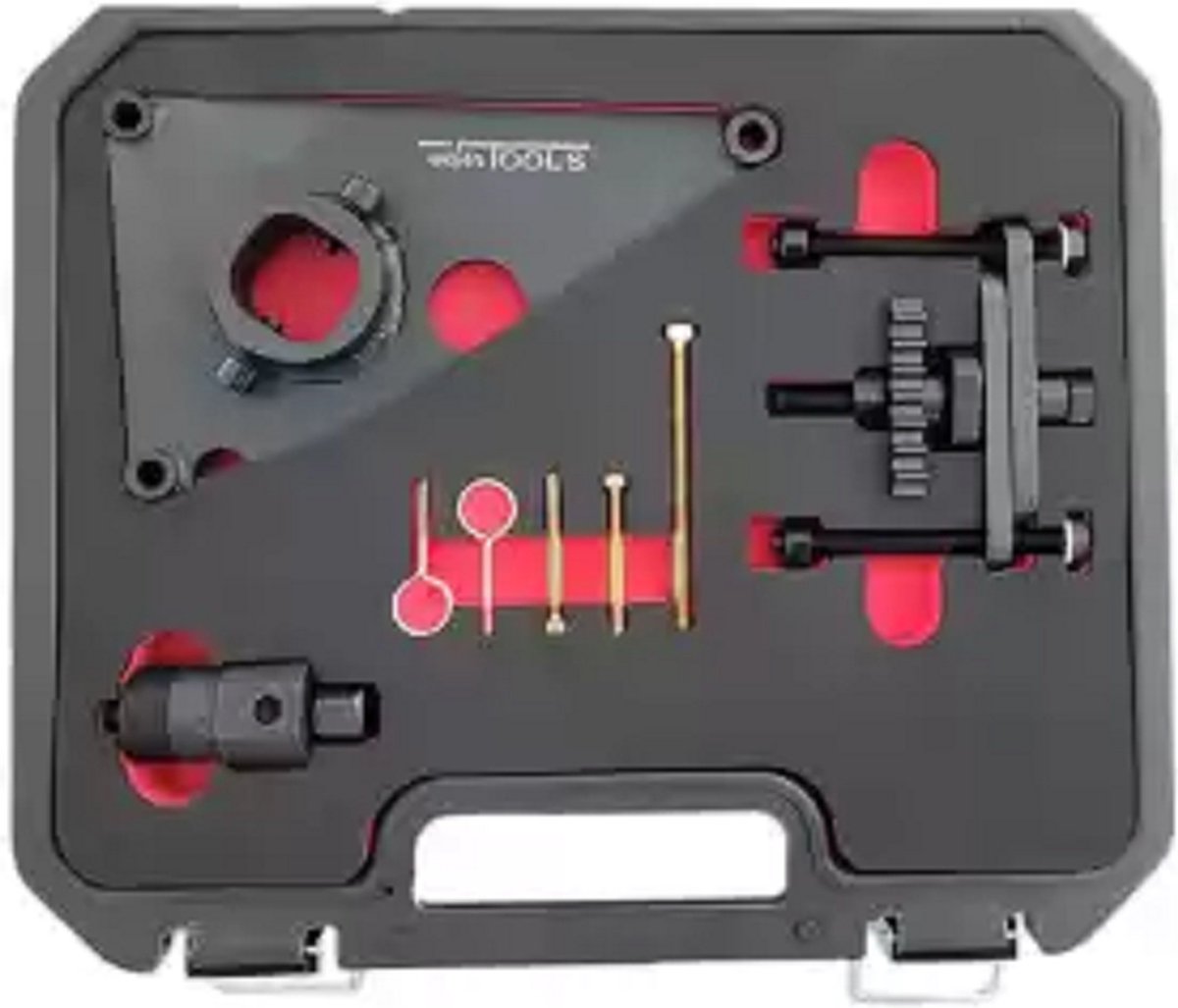 Timing tool set, hyundai / kia Voor 1.1, 1.4, 1.5, 1.6 en 1.7l common-rail diesel-Speciaal gereedschap voor het blokkeren van het vliegwiel via de startmotor van benzinemotoren, en voor het demonteren & blokkeren van het hogedruk brandstoftandwiel. G