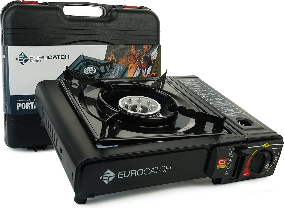 Réchaud à Gaz Portable Avec Grille Et Couvercle - 2,1 KW, Pour Camping, Jardin, Pique-nique - Noir