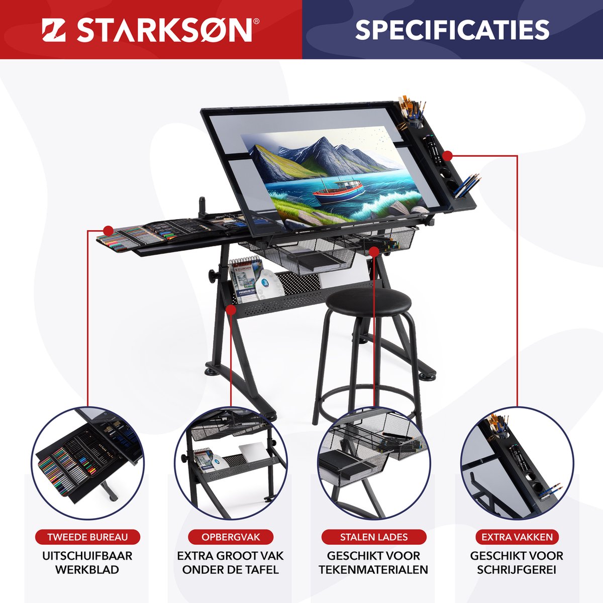 STARKSØN STARKSØN Glazen Tekentafel - afbeelding 4