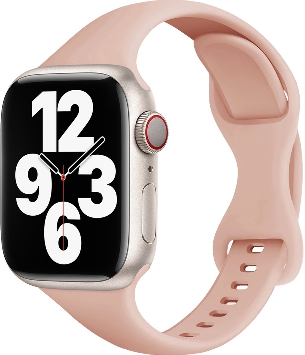 Mobigear Sport Slim Siliconen Watch bandje geschikt voor Apple Watch Bandje Druksluiting - 41/40/38 mm - Roze