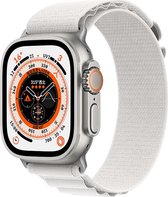Mobigear Watch bandje geschikt voor Apple Watch Bandje Nylon Gespsluiting | Mobigear RidgeRelay - 49/45/44/42 mm - Wit