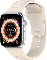 Siliconen bandje - geschikt voor Apple Watch series 1/2/3/4/5/6/7/8/9/SE/SE 2/Ultra/Ultra 2 met case size 42 mm / 44 mm / 45 mm / 49 mm - beige