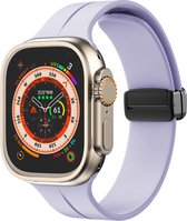 Siliconen bandje - geschikt voor Apple Watch series 1/2/3/4/5/6/7/8/9/SE/SE 2/Ultra/Ultra 2 met case size 42 mm / 44 mm / 45 mm / 49 mm - lila