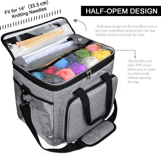 Hoshin Breitas voor garenopslag, draagbare gehaakte draagtas, garenorganizer voor haakpatronen en haken, naalden, strengen garen, geniet overal van breien/haken (geel Hoshin Breitas voor garenopslag, draagbare gehaakte draagtas, garenorganizer voor haakpatronen en haken, naalden, strengen garen, geniet overal van breien/haken (geel
