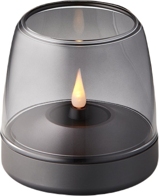 Glow 10 Smoked Grey - Bougeoir de Luxe - Lanterne - 2 en 1 - Design danois - en Glas et aluminium - en 3 couleurs - 9,4 cm de hauteur