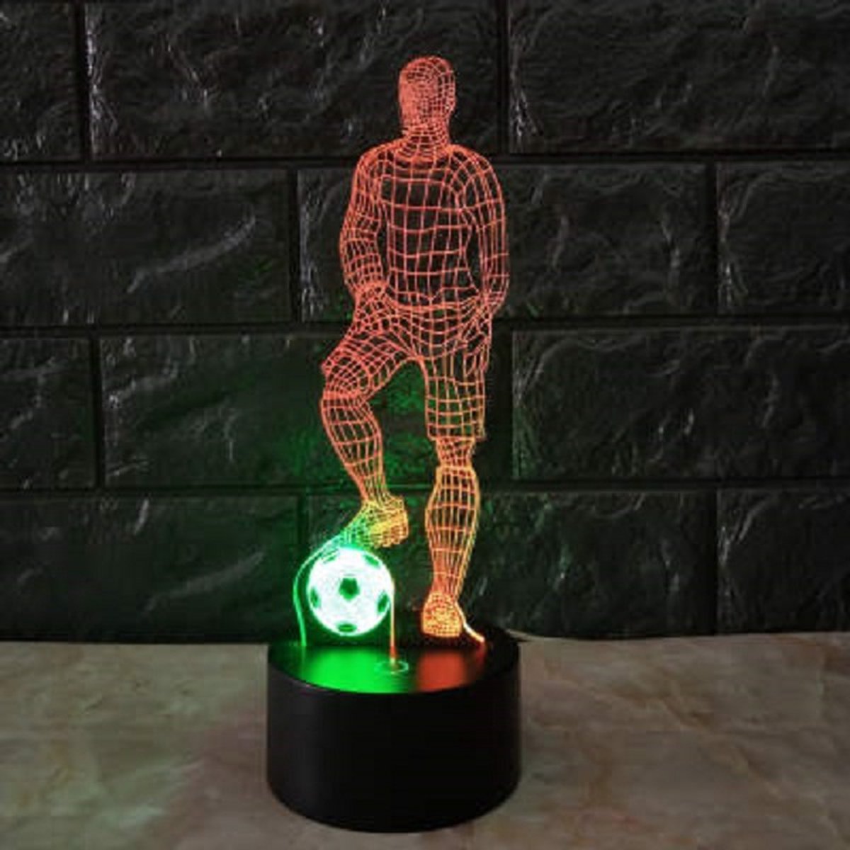 WonderStore© Cristiano Ronaldo-3 Nachtlamp – 3D lamp – 16 Kleuren – Sfeerlamp – Nachtlampje Kinderen - Met afstandsbediening