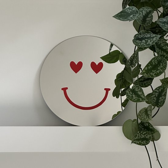 Miroir Hi Smiley - Miroir rond avec smiley coeur rouge