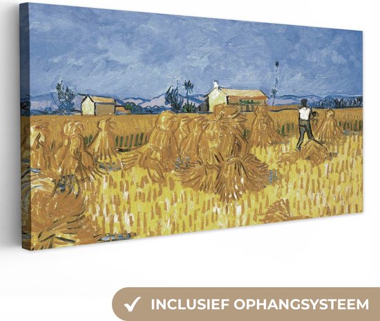 Canvas Schilderij Oogst in de Provence - Vincent van Gogh - 80x40 cm - Wanddecoratie