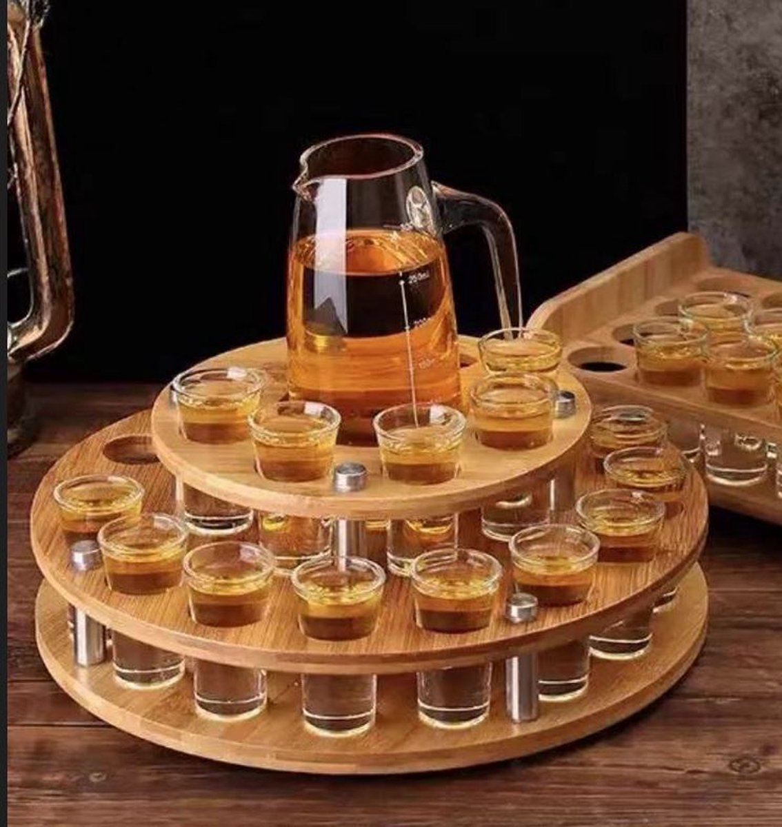 Megatopper - Shotglas Houder Set - Borrelglazen - met 24 stuks glazen shotglazen - Shots Party Bar - Serveren
