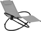 Schommelstoel, ligstoel, outdoor, inklapbare relaxstoel met afneembare hoofdsteun en bekerhouder, draagbare ligstoel tot 180 kg, voor camping (grijs)