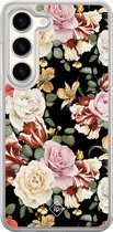 Casimoda® hoesje - Geschikt voor Samsung Galaxy S23 - Bloemen flowerpower - 2-in-1 case - Schokbestendig - Bloemen - Verhoogde randen - Multi, Transparant